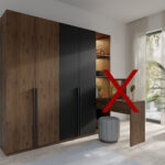 Armoire 4 Portes Norvik Noyer Et Noir – Rangement Avec Penderie Et In Kleiderschrank Dunkles Holz