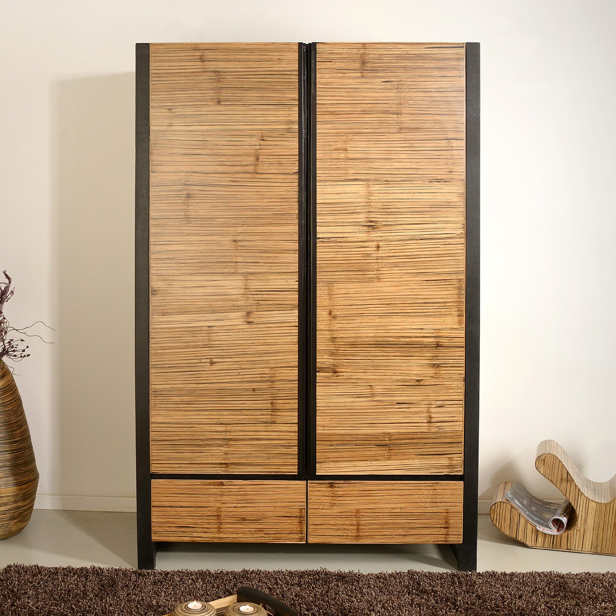 Bambus Kleiderschrank Ming Garderobe Holz Asiatische Möbel Asia pertaining to Bambus Kleiderschrank