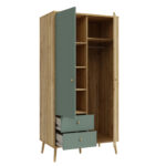 Forte Whenua Kleiderschrank Schmal Eiche - Grün | Möbel Letz - Ihr pertaining to Kleiderschrank 95 Cm Breit