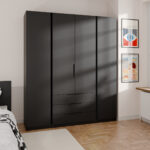 Kleiderschrank 200Cm Mit Schubladen Kaya 01 Schwarz – Moebline Shop For Kleiderschrank Schwarz