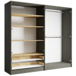 Kleiderschrank 220Cm In Grau Modern – Ragusa Serie In Kleiderschrank 220 Cm Breit