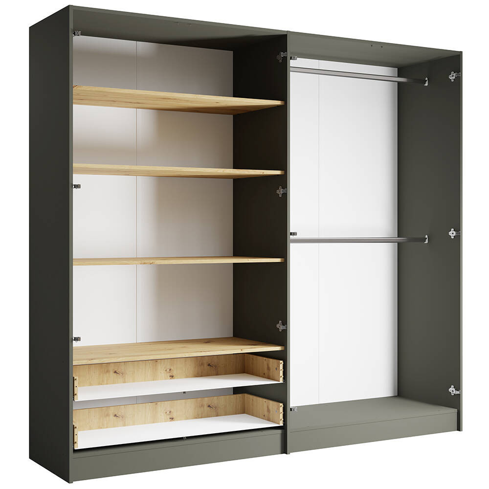 Kleiderschrank 220Cm In Grau Modern - Ragusa-Serie in Kleiderschrank 220 Cm Breit