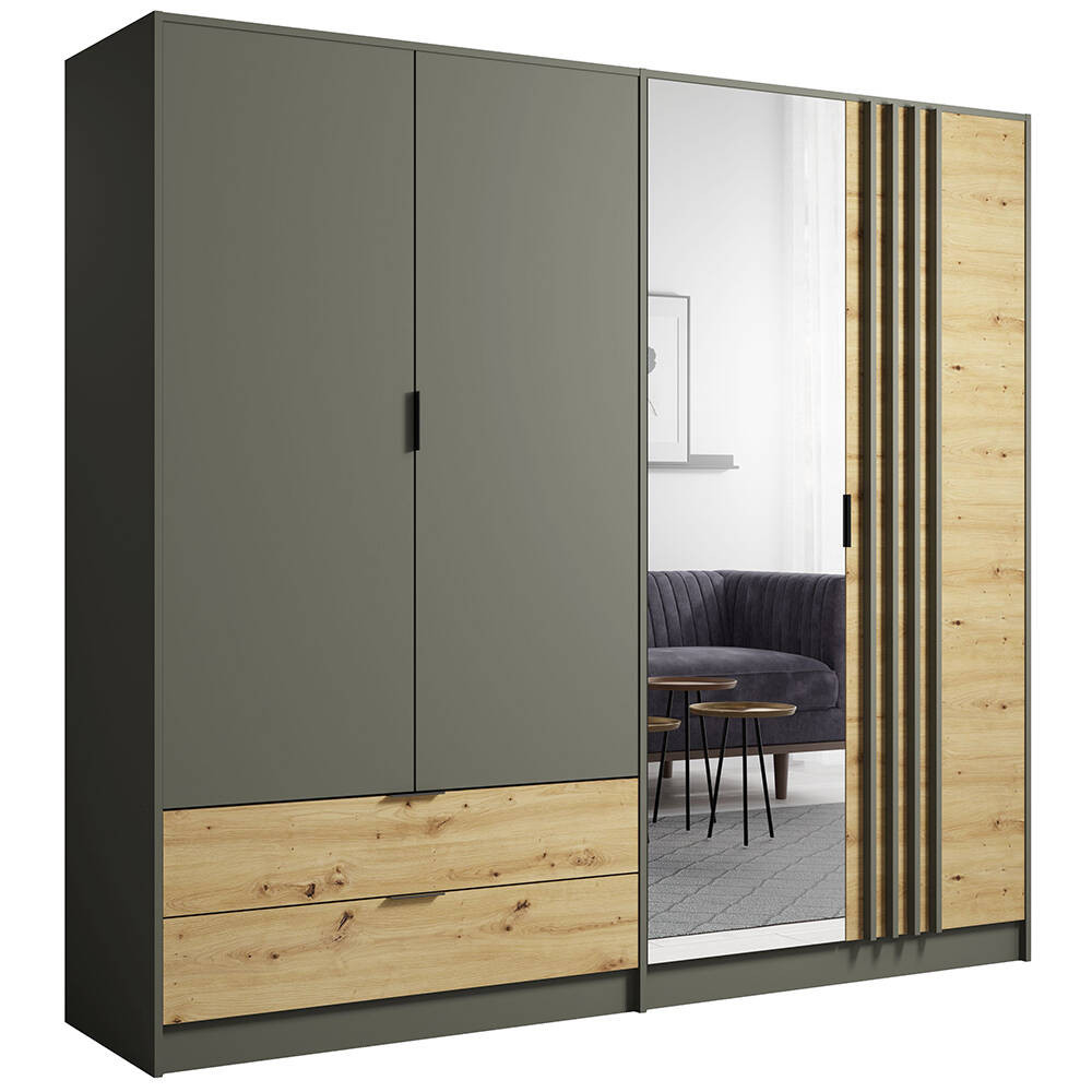 Kleiderschrank 220Cm In Grau Modern - Ragusa-Serie regarding Kleiderschrank 220 Cm Breit