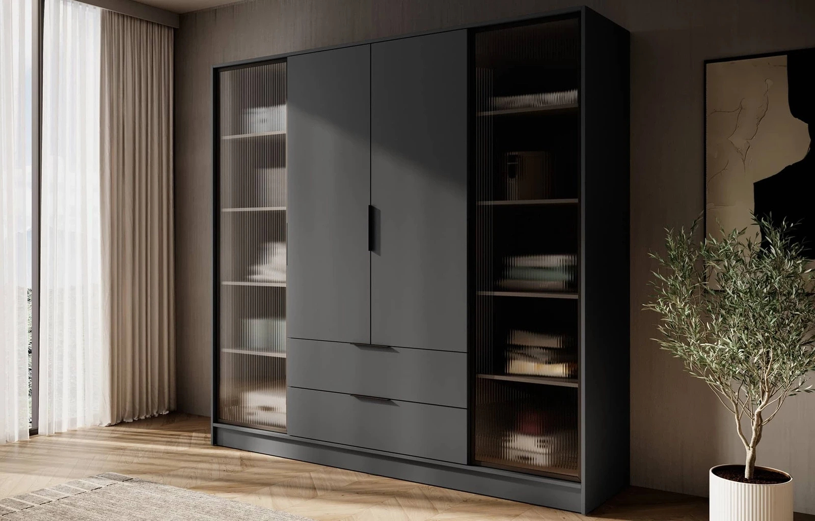 Kleiderschrank Corse 206 Cm Graphit Modernes Design Kleiderschrank Regarding Design Kleiderschrank