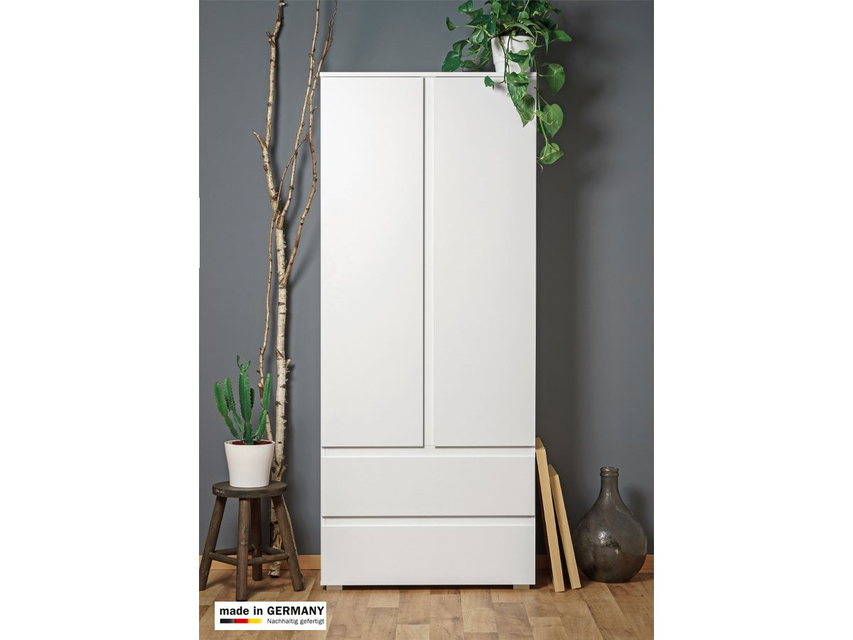 Kleiderschrank Image Weiß 2-Türig Kaufen | Die Möbelfundgrube pertaining to Kleiderschrank 80 Cm