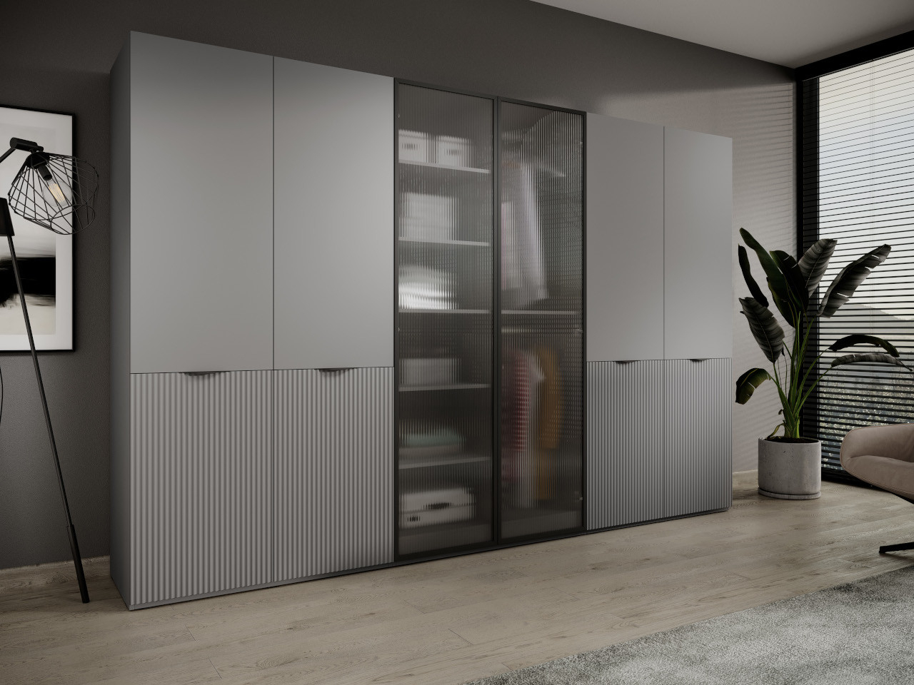 Kleiderschrank Mit Glasfront Dune Grau / Antisol - Moebline Shop throughout Kleiderschrank Glasfront