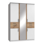 Kleiderschrank Mit Spiegel Und Schubladen 135 Cm Breit Weiß pertaining to Kleiderschrank 135 Cm Breit