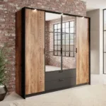 Kleiderschrank Mit Spiegel Und Schubladen Montreal Kastanie Inside Kleiderschrank Mit Spiegel Und Schubladen