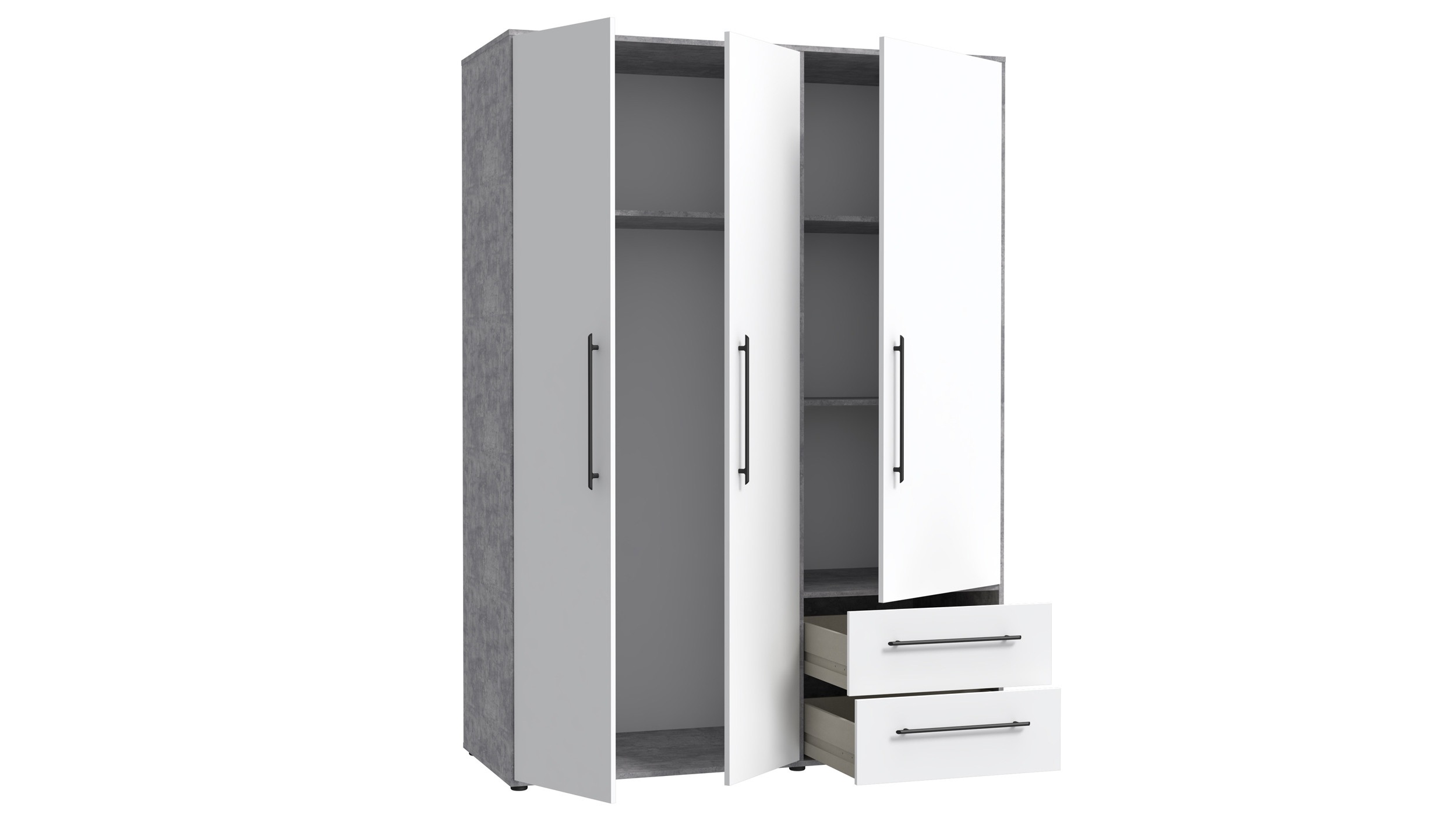 Kleiderschrank Mokkaris Betonoptik Weiß | Die Möbelfundgrube with Kleiderschrank Betonoptik