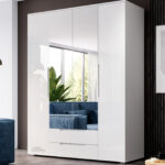 Kleiderschrank Spice Weiß Mit Spiegel | Die Möbelfundgrube regarding Kleiderschrank Hochglanz