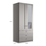 Kombi-Kleiderschrank 1M Breit In Hellgrau - Ridonna regarding Kleiderschrank 1 Meter Breit