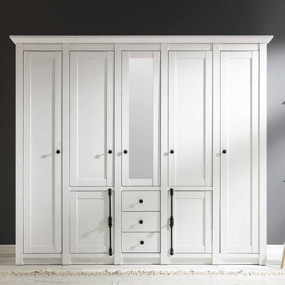 Landhaus Kleiderschrank Weiß Mit Spiegel Chelles | Wohnen.de for Kleiderschrank Weiß  Lndhausstil