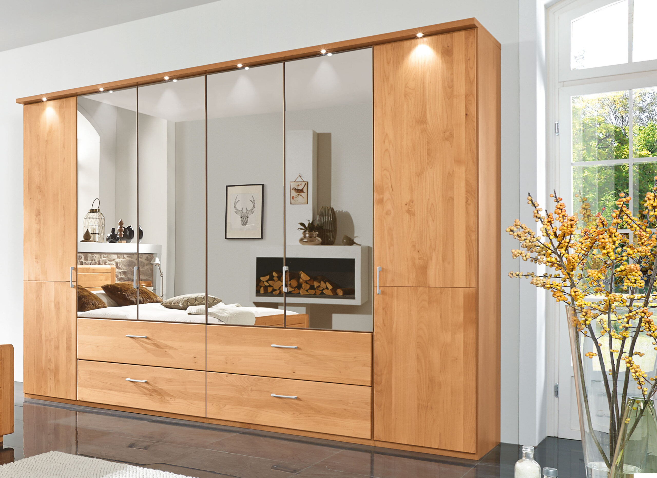 Lido Kleiderschrank Mit Spiegel Erle | Möbelmeile24 pertaining to Kleiderschrank Mit Spiegel Und Schubladen