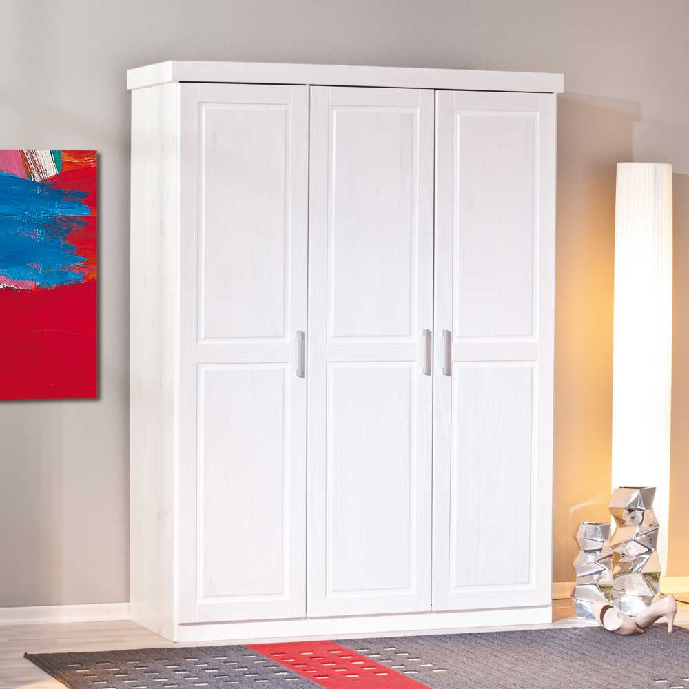 Massivholz-Kleiderschrank Nabrosia In Weiß | Wohnen.de intended for Kleiderschrank Massivholz Weiß