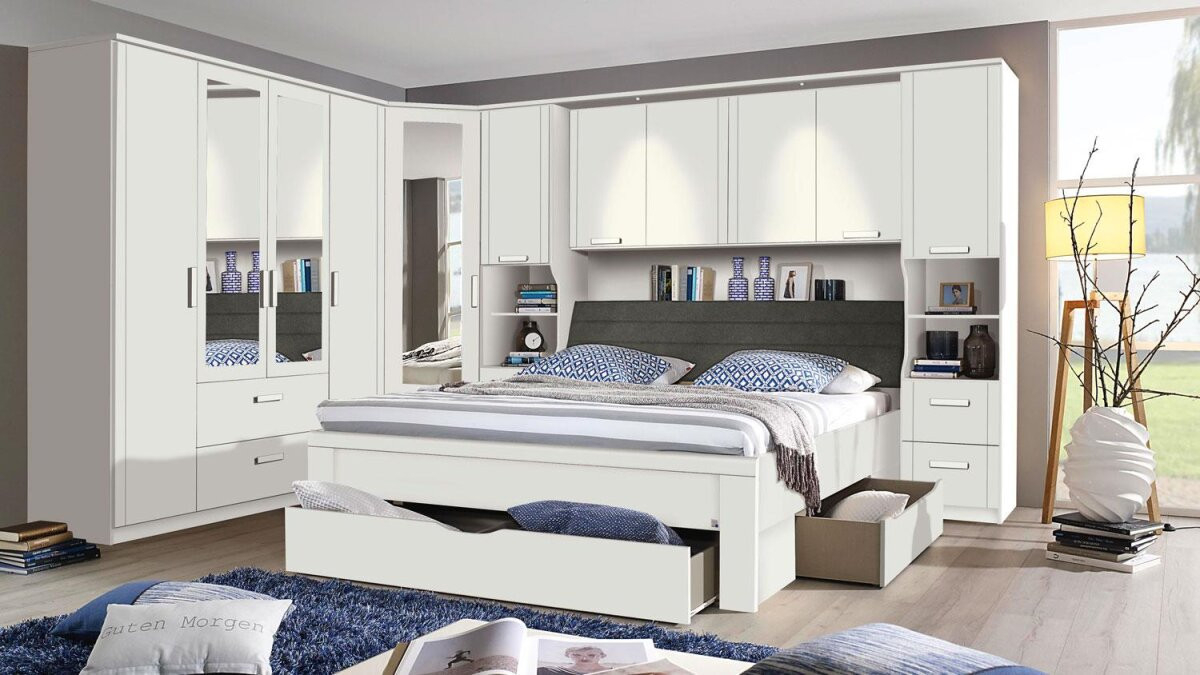 Schlafzimmer Set Lindau Kleiderschrank Bett Weiß Spiegel inside Kleiderschrank Mit Bett