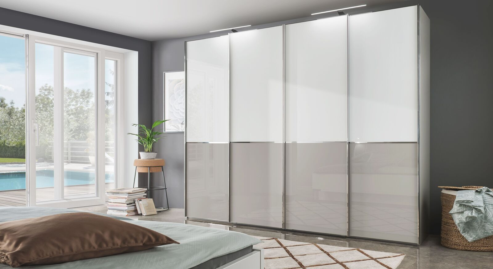 Schwebetüren-Kleiderschrank Shanvalley Mit Glasfront intended for Kleiderschrank 2 Personen