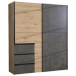 Schwebetürenschrank Winn Eiche Grau | Die Möbelfundgrube Regarding Kleiderschrank 170 Cm Breit